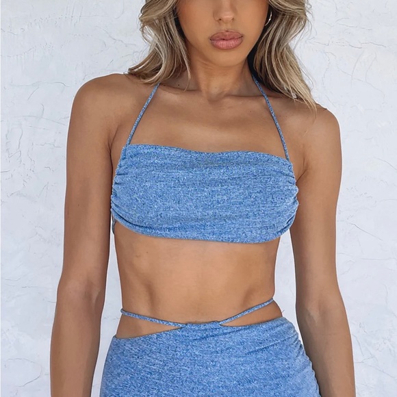 Whitefox Boutique Cross My Mind Top Blue Marle - Picture 2 of 3